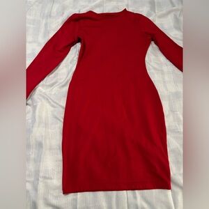Elegant Red Long Sleeve Dress